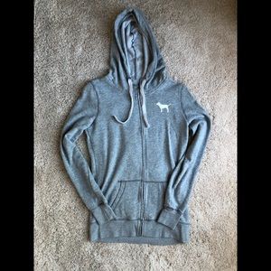 VICTORIAS SECRET PINK GREY HOODIE SIZE XS